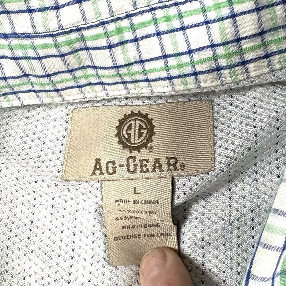 AG GEAR HayBaler Vented Shirt Men's Size Large Fishing Hiking Button Down Plaid - Picture 4 of 7